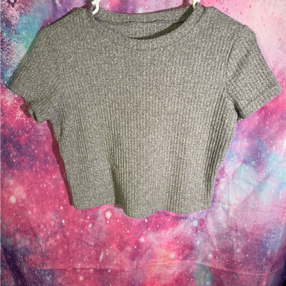 Chic Gray Ribbed Crop Top